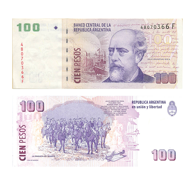 imagen billete 100 roca anverso y reverso