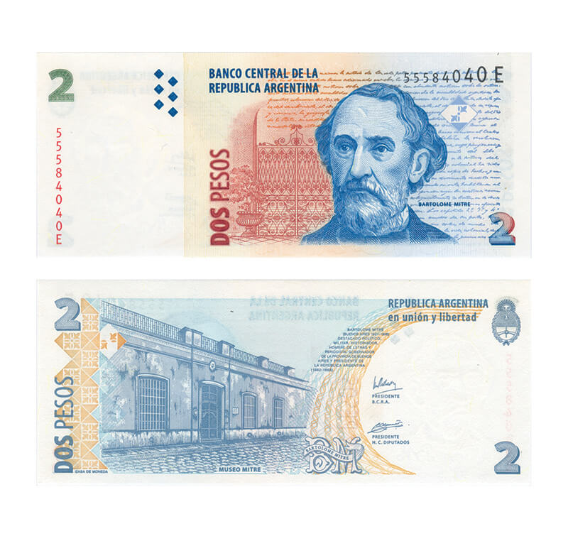 imagen billete 2 mitre 1992 anverso y reverso