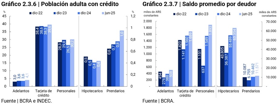 grafico poblacion adulta con credito/saldos promedio por deudor