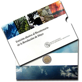 estuche bicentenario moneda 1 peso 09 2010