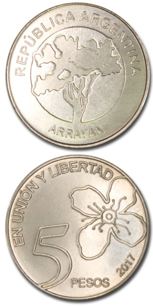 moneda 5 pesos 12 2017 aen